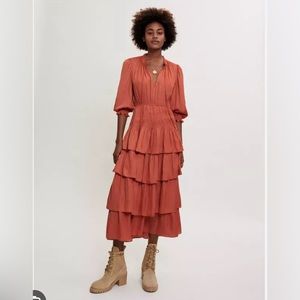 Maje Ruffle Midi dress